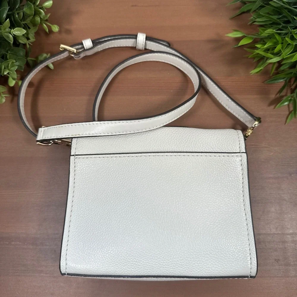 Michael Kors Cassie White Ivory Pebbled Leather Small Crossbody Bag